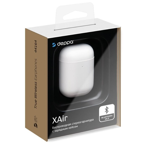 Bluetooth стереогарнитура Deppa XAir вкладыши с кейсом White фото 